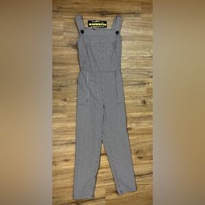 Nooworks Navy Blue and White Pinstripe Jumpsuit